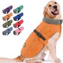 Sheripet Dog Cold Weather Coats, Fleece Lining Small/Medium/Large Dog Jackets for Winter, Adjustable Pet Winter Clothes for X-Large Dogs, Water Resistant Pet Apparel with Buckle, Orange XL