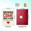 2 x Funny Birthday Card, Humorous Birthday Gift for Him or Her, Blank Inside, with Red Envelope and Gold Seal Sticker