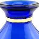 Glass Vase for Flowers, Rounded Small Blue Glass Vase for Home Decor Gift Centerpieces Events (Dark Blue & Gold)