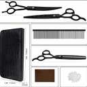 LILYS PET Professional PET DOG Grooming scissors Cutting&Curved&Thinning shears,Round Hole Design, Shark Teeth Thinning scissor (7", Black)