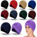 10 Pieces Stretch Polyester Turbans Head Bennie Cover India's Hat Twisted Headwrap