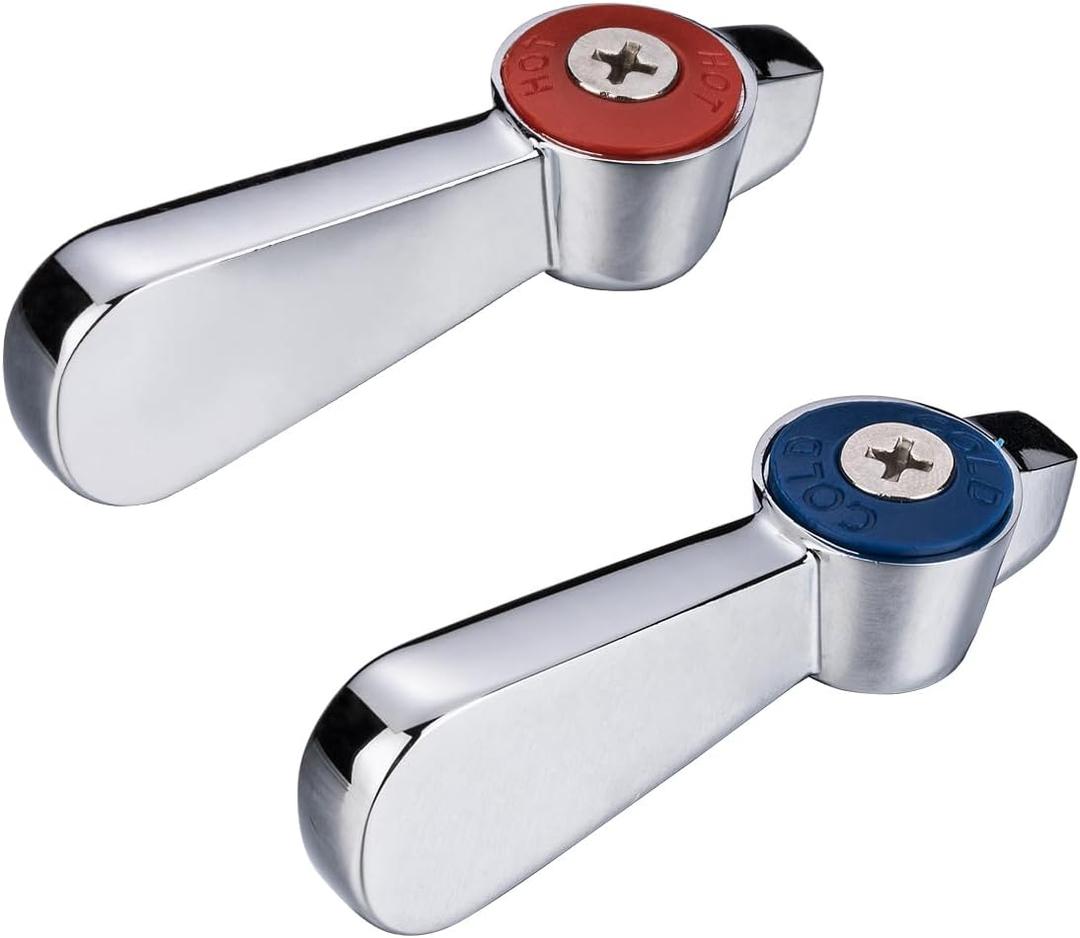Commercial Faucet Parts Kitchen Faucet Handle Replacement Kit - 2 Pack Lever Handles 0.43" Round Stem Hole Ideal for Kitchen, Laundry, Restaurant, and Industrial Use