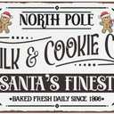 North Pole Milk and Cookie Co Metal Sign Funny Christmas Santa Baked Sign for Home Kitchen Cafe Bar Shop Decor 8x12 inch (SDJKL-17)