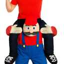 Morph Red Plumber Piggyback Costume, Piggyback Halloween Costume Adult, Halloween Costumes for Men