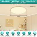 16 Inch LED Flush Mount Ceiling Light,32W Ultra-Thin Modern Round Light Fixture with Remote,Dimmable 3000K-6000K,White,3200LM,Memory & Night Light Mode for Bedroom, Kitchen,Living Room