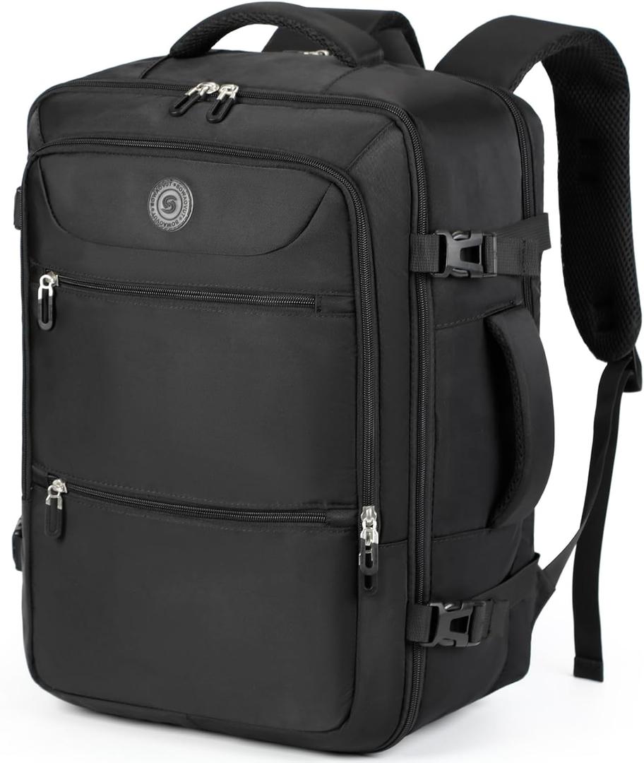 Sowaovut Travel Laptop Backpack, Extra Large High School College Backpacks, Flight Approved Daypack Business Bag Fit 17.3 inch Laptop for Men Women (Black)