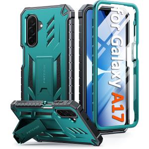 FNTCASE for Galaxy A17-5G Phone Case: for Samsung Galaxy A17 with [Built-in Screen Protector & Kickstand] [Military-Grade Drop Protection] Heavy Duty Protective Shockproof TPU Cell Phone Cover (Green)