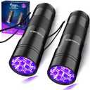 Black Light UV Light Flashlight: Vansky 395nm 12 LED 2 Pack Ultraviolet Blacklight Flashlight Mini Powerful Pet Urine Detector for Dog/Cat, Carpet Dry Stains Detection, Spot Scorpions, Resin Curing