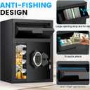 2.6 Cub Drop Safe for Business, Quick Place Safe with Drop Slot, Digital Backlit Combination Lock and Backup Key, Alarm & Mute System, Anti-theft Money Deposit Safes for Cash Slip Business Office Home