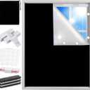 100% Blackout Shades Curtains for Bedroom 57x 79Inch, No Drill, Portable, DIY Cut, Removable, Black Out Blinds Window Cover for Baby Nursery, RV, Media Room, Hook Loop Tape Straps Stickers, Magnetic Clips