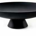 Modern Resin Pedestal Decorative Bowl, Large Fruit Bowl for Kitchen Counter, Stylish Key Bowl for Entryway Table, Matte Black