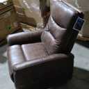 Lakeview Swivel Glider Recliner 30.7L x 37.8D x 41.7H Brown Faux Leather