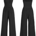 STOLKISS Jumpsuit for Women Summer Casual Sleeveless Spaghetti Straps Jumpsuits Backless High Waist Wide Leg One Piece Romper, Black, XL