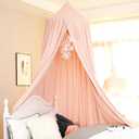 Kids Bed Canopy Girls Canopy for Crib Canopy Nursery Canopy Hanging Canopy Blocking Light Canopy Reading Canopy (Beige Pink)