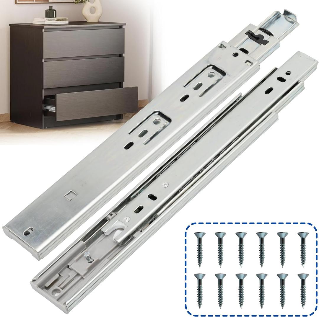 12 Inch Soft Close Drawer Slides 1 Pair (2pcs) Heavy Duty Full Extension Ball Bearing, Side Mount Drawer Rails, Drawer Slide Glides for Dresser, Cabinet, Kitchen - Draw Slides 150LB Capacity