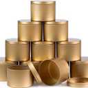 Candle Tins 12 Pcs 8 oz Premium Matte Full Golden Candle Jars Bulk Empty Candle Containers