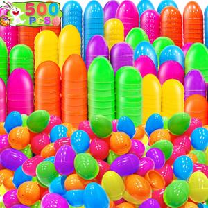 TURNMEON 500 Count Plastic Easter Eggs Bulk 6 Colors Easter Eggs Fillable Easter Basket Stuffer Filler 2.2 Inch Surprise Empty Easter Eggs for Eggs Hunt, Classroom Prize Party Favor Supplies
