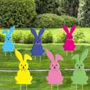 Easter Decorations Outdoor, 6 PCS Easter Bunny Yard Signs with Stakes, Happy Spring Yard Lawn Decor, Spring Props Party Supplies