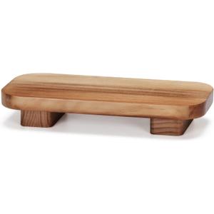 Liswit Farmhouse Wood Tray Rustic Wooden Pedestal 12 * 5.5 * 2 inches Decorative Wood Riser for Farmhouse Kitchen Counter Bathroom Room Decor (Brown)