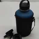 BUZIO 64 oz Water Bottle Insulated with Straw & 3 lid and Carrying Pouch, Leak Proof Half Gallon Stainless Steel Water Flask Jug, Cold for 48 Hrs Double Vacuum Thermo Canteen, BPA-Free, Dark Blue