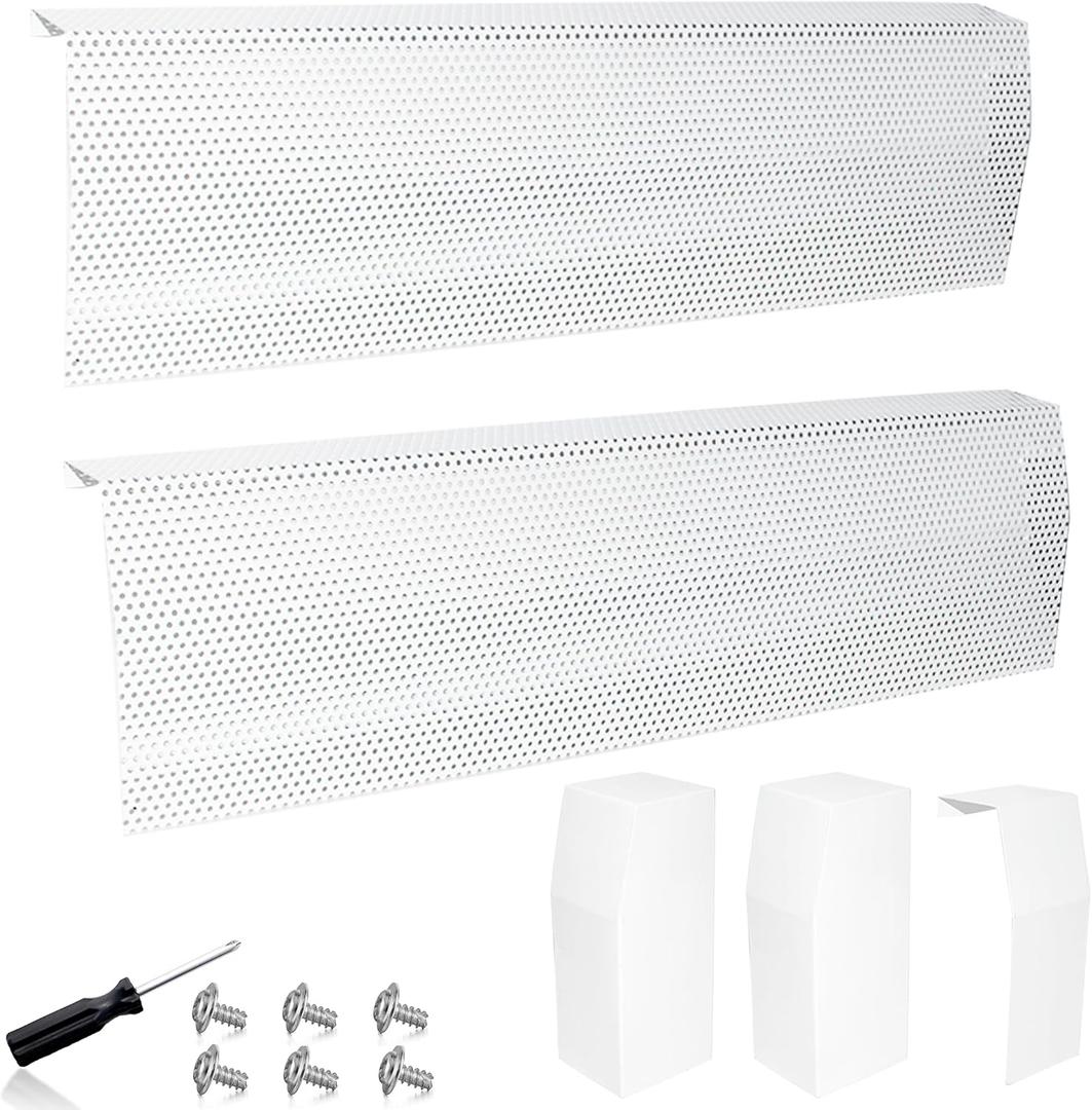 Baseboard Heater Cover, 2FT-4FT Retractable Galvanized Steel Easy Slip-On Baseboard Heater Cover, with Left and Right End Covers, Suitable for Bathroom and Hydronic Home Heating Systems