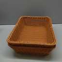 Yarlung 2 Pack Woven Bread Basket, Plastic Wicker Fruit Baskets 15.7 x 11.4 Inch, Imitation Rattan Food Serving Trays for Vegetables, Kitchen, Restaurant, Outdoor, Brown