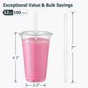 AOZITA [100 Sets 12 oz Clear Plastic Cups With Lids and Straws, Disposable Cups With Lids for Iced Coffee, Smoothie, Milkshake and Cold Drinks.