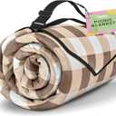 TigeJoy Extra Large Picnic Blanket Waterproof Foldable 80''x80'', Outdoor Picnic Mat Beach Blanket Sandproof for Park, Grass, Travel, Hiking, Camping Essentials, Gingham Picnic Blanket (Khaki)
