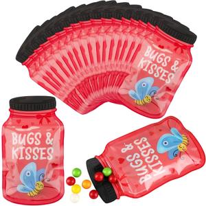 Tinlade 18 Pcs Valentine's Mason Jar Cards Bags Valentine Greeting Card Resealable Bags with Zipper Valentines Exchange for Kids Boys Girls School Class Classroom Party Favors Gifts (Butterfly Style)
