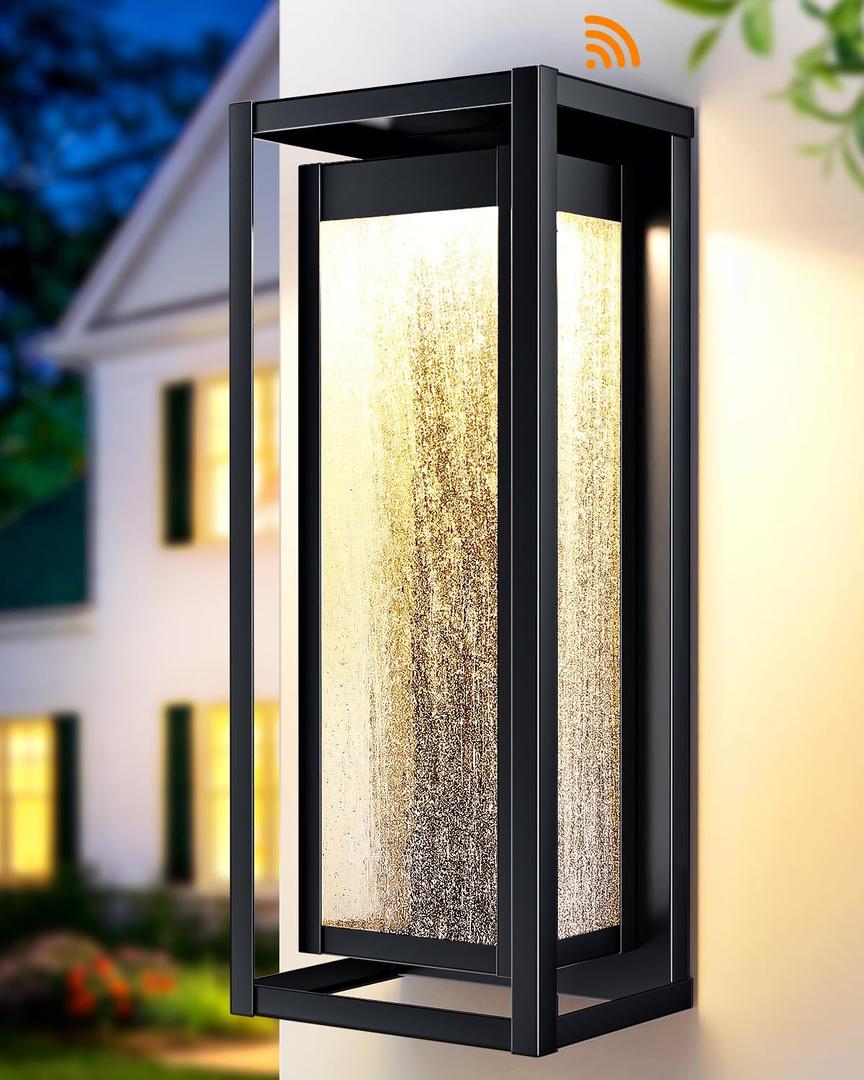 16'' LED Dusk to Dawn Outdoor Light Fixture, 3000K Porch Lights Outdoor Wall Lights with Bubble Glass, Industrial Exterior Lighting Farmhouse Wall Lantern Outside Sconce Lights for House Garage