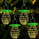 4Pack Solar Pineapple Lights Outdoor,60LED , Waterproof Hanging Pineapple Lanterns, Outdoor Pineapple Waterproof Lights Pathway Yard Lawn Walkway Decoration, Warm White (Upgraded)