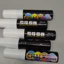 5 Pack Washable Window Markers for Cars, 15mm White Jumbo Liquid Chalk Markers, 3 in 1 Nib, Metallic & Neon Paint Glass Pen for Auto, Chalkboard, Blackboard, Bistro, Menus and Any Non-Porous Surface