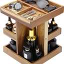 EXIN DECHEN Cologne Organizer for Men,Cologne Stand,3 Tier Wooden Perfume Shelf with Rotate,Desk Organizer,Gift for Dad From Wife,Husband Boyfriend Birthday Gift Ideas,Gifts for Men