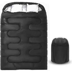 Double Sleeping Bag for Adults Camping,Bring Pillow, XL Queen Size Sleeping Bags for 2 Person Hiking Backpacking, Lightweight Waterproof with Compression Sack