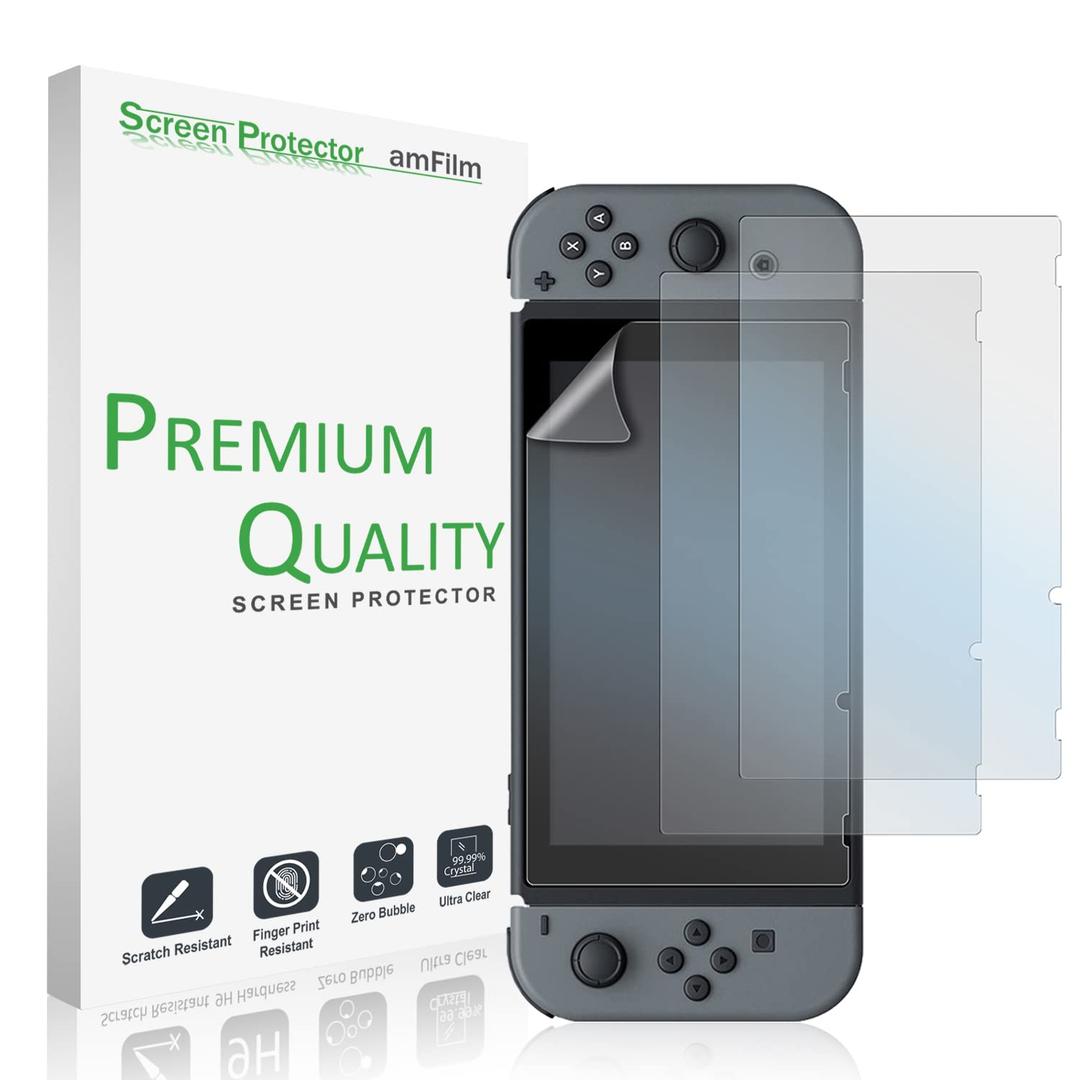 amFilm Anti-Glare Glass Screen Protector for Nintendo Switch Lite (2019) (2 Pack) (Matte)