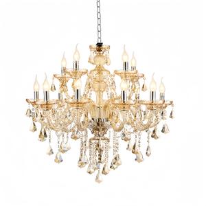 Modern Luxury K9 Crystal Chandelier, 12-Light Cognac Crystal Pendant Light,Candle Style Crystal lamp Lighting Fixture for Dining Room,Hotels, Hall Way, Bars, Restaurants (12 Lights)