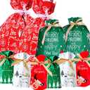 Funnlot Christmas Drawstring Gift Bags 32PCS in 7 Styles Christmas Wrapping Bags Xmas Treats Bags Christma s Party Favor Pouch Goody Sweet Treat Candy Bags with Ribbon Ties