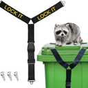 2 x Trash Can Locks for Animals, Upgrade Raccoon Bear Proof Trash Can Lock, Easy to Install, Long Lasting Strap Lid Garbage Can Lock for Out Door Garbage Can 1 Set