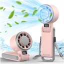 PlayHot Portable Handheld Turbo Fan with Ice Cooling, Rechargeable Personal Fan, Up tp 12Hrs Cooling, 5 Speed 25550RPM Powerful Portable Fan for Travel, Outdoor, Camping, Hiking (Pink)