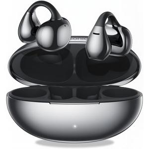 M31 Open Ear Earbuds Wireless Clip On Headphones, Lightweight 5g Fit Omni Tap Control Powerful Sound 68H Play Bluetooth 5.4 Dual Device Sync AI Clear Calls IPX5 Waterproof for Small Ears Sports Work (Black)