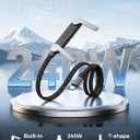 240W USB C to USB C Ultra Fast Charging Cable with Invisible Stand Flat Phone Charger 90 Degree Right Angle Plug T Shaped Foldable Stand Multi Functional Cord Black 4.9 Ft