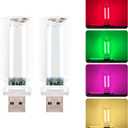 2 x 2pcs USB Car Interior Lights, Retro Touch-Controlled LED Car Light Portable Creative Lamps, Compatible with Power Banks (Red, Green)