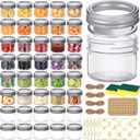 STARSIDE 4 oz Glass Mason Jars with Airtight Silver Lids and Bands, 40-Pack with Stickers,Tags & Twines, Mini Canning Jars for Jams, Honey, Spices, Dried Snacks, DIY Crafts, Wedding Favors