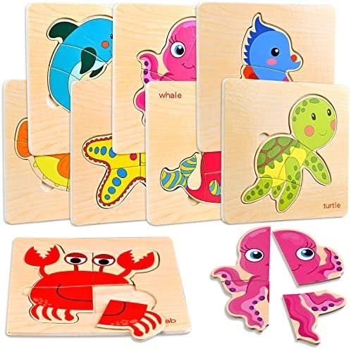 Faburo 8pcs Wooden Puzzles for Toddlers 1-3, Toddler Puzzles Ages 2-4, Montessori Toys for 1-3+ Years Girl Boy, Sea Animal Puzzle for Kids, Jigsaw Puzzle Educational Toys Preschool for 1-4 Faburo 8pcs Wooden Puzzles for Toddlers 1-3, Toddler Puzzles Ages 2-4, Montessori Toys for 1-3+ Years Girl Boy, Sea Animal Puzzle for Kids, Jigsaw Puzzle Educational Toys Preschool for 1-4