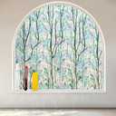 QHY Sunshine Window Privacy Film with Installation Tools Home Decorative Colored Glass Window Stickers Reusable electrostatic Window Stickers (Green Plants, 17.5 * 78.7 in)