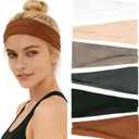 6 Pcs Headbands for Women Non Slip Workout Hair Bands, Stretchy Athletic Soft Sweatbands, Elastic Cloth Fabric Headbands for Women for Yoga, Running Headband for Women, Gym & Daily Use