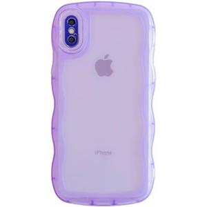9 PCS Cute Cases Wave Frame Shape Soft Silicone Shockproof Protective Slim Phone Cover for Women Girls, Clear/Purple