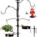 Bird Feeder Poles for Outdoors, BOLITE Heavy Duty 87 Inch Bird Feeder Stand with Enhanced Metal Pole(7/8 Inch), Upgraded in Stability, Black(Hummingbird Feeder Not Included)