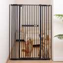 No Pawblems 55.1" Extra Tall Pet Gate for Cat/Dog, 29.9-44.4" Wide Auto Close Tall Cat Gate, NO Drilling Pressure Mounted for Doorways/Hallways, 1.37" Narrower Bar Spacing, Black
