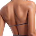 OMKAGI Halter Sports Bras for Women Padded Strappy Bra Open Back Workout Gym Crop (Purple, S)